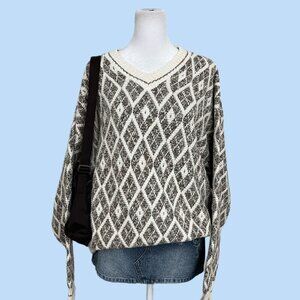 cream and brown geometric vintage 90s chunky cotton knit sweater indie skate